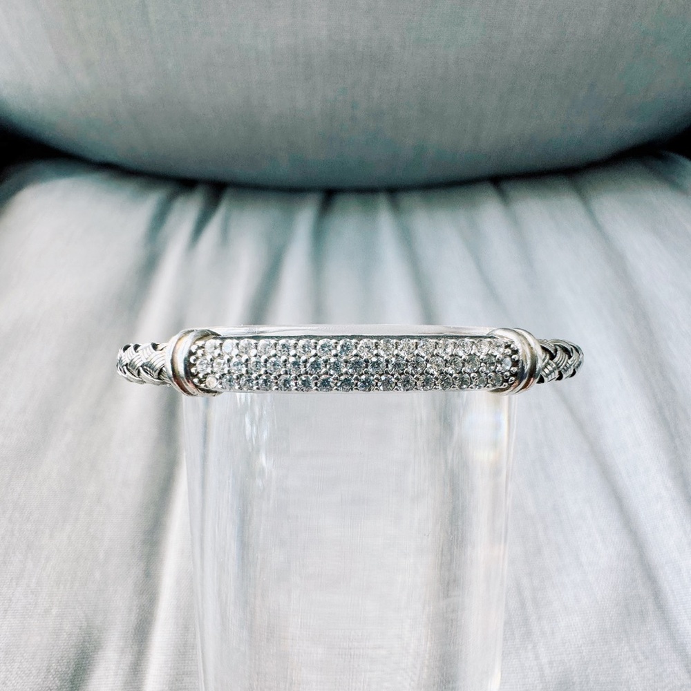 ✨ NWOT Sterling Silver Medium Mesh Bangle with CZ Diamonds